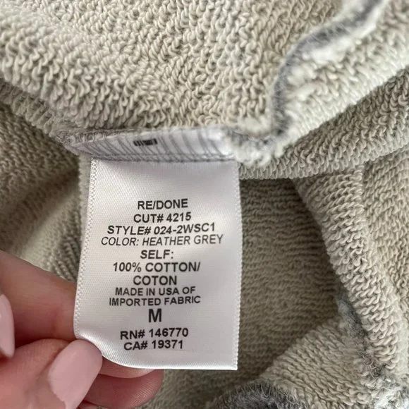 NWT  Size M RE/DONE 60s Raglan Hoodie Heather Grey - Picture 5 of 6